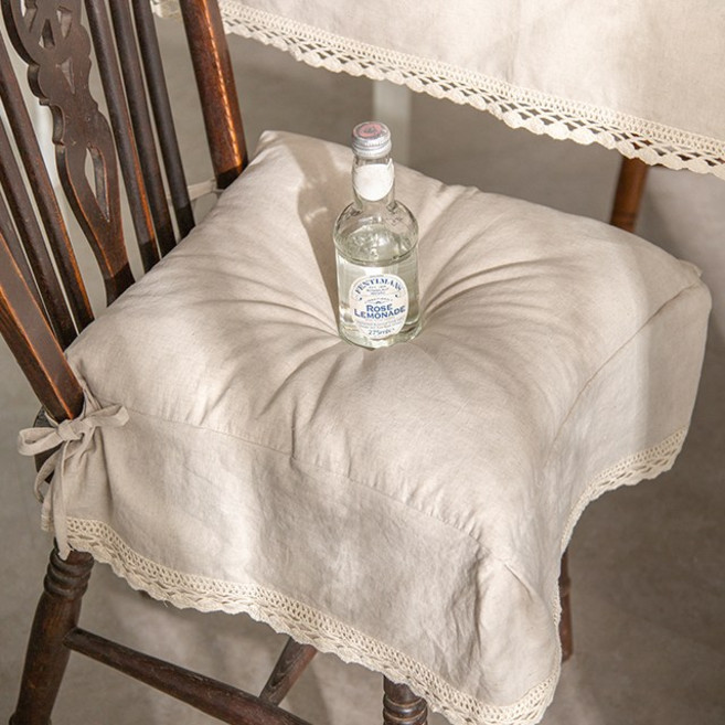 린넨 레이스 스커트 의자방석커버