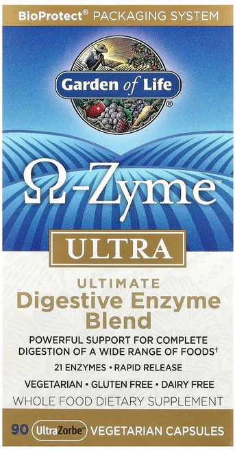 Garden of Life O-Zyme Ultra™ Ultimate Digestive Enzyme Blend 90 UltraZorbe™ Vegetarian Capsules, 1, 90정 - 쿠팡