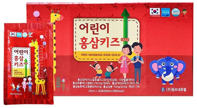 동보내츄럴 어린이 아이 홍삼키즈 골드 초등학생 홍삼 20ml 30포, 2개, 600ml