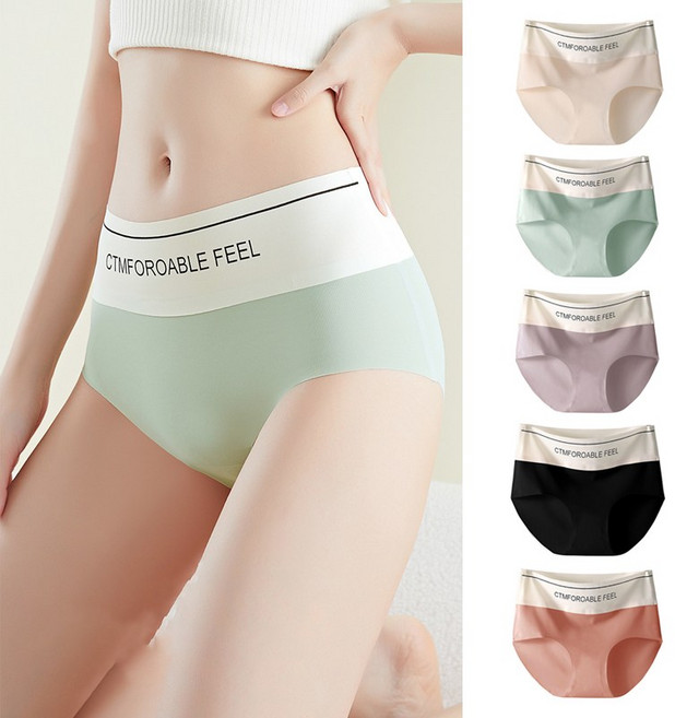 호밍사이 하이 웨스트 팬티 고탄력 여성팬티 편안한 통기 면팬티 심리스팬티 5장 한세트 팬티 5P