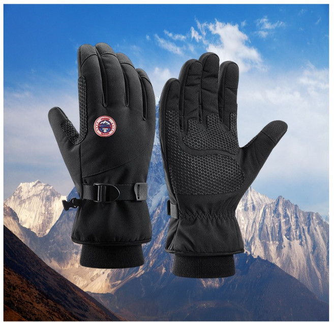 gujeon 터치 방한 방수 스키장갑, 블랙, 1개