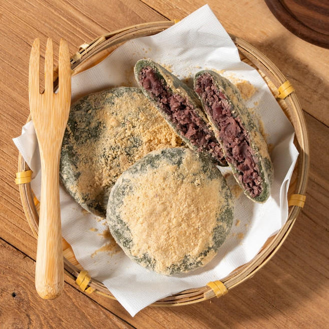 싸리재 수제 저당 팥소 [ 콩고물 앙금 쑥개떡 240g ] 자연해동 굳지않는떡, 4개, 60g