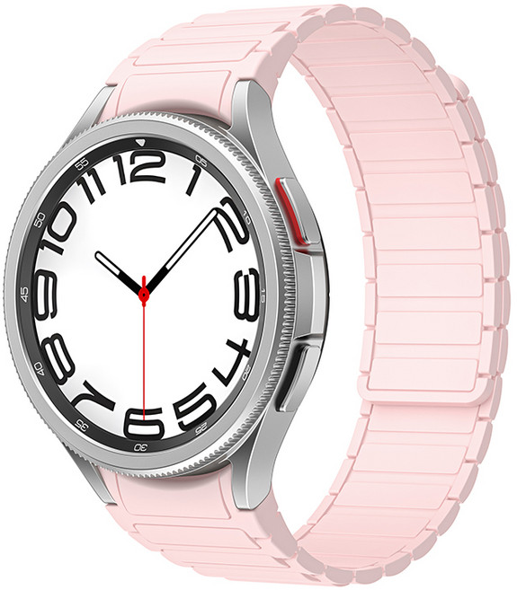 모어피크 갤럭시워치4567 호환 실리콘 마그네틱 루프스트랩, 핑크