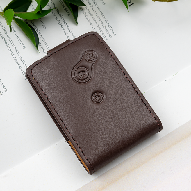 블룸오아시스 르노 삼성 호환 천연 소 가죽 스마트 키 케이스 키홀더 키링, 브라운, 03_3버튼_카드(BO-L26)