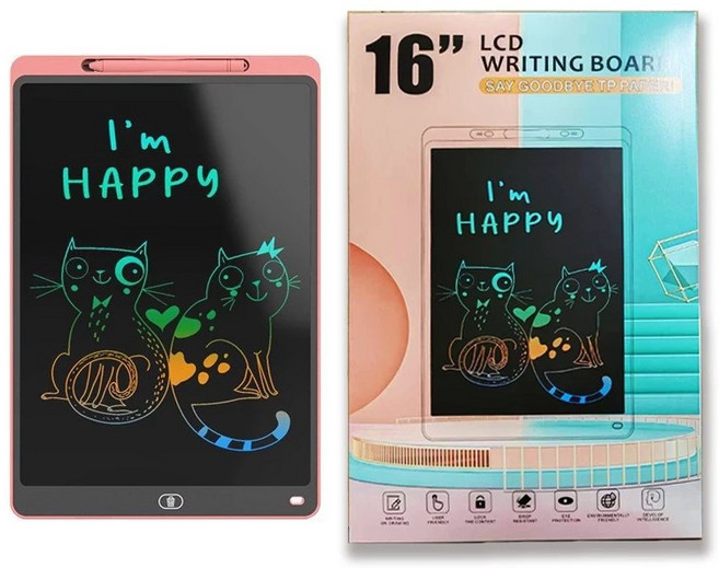 16吋彩色液晶畫板 兒童電子塗鴉手寫板, 1個, 【豎屏】16寸彩屏-粉色