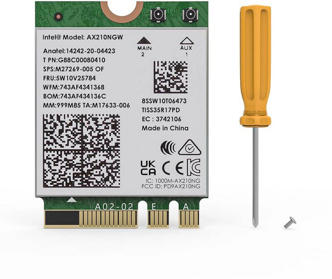 WAVLINK 와이파이 6E 무선 카드 인텔 AX210 트라이 밴드 5400Mbps 2.4GHz 5GHz 6GHz 네트워크 어댑터 노트북용 블루투스 5.3 모듈, 01 Intel AX210NGW