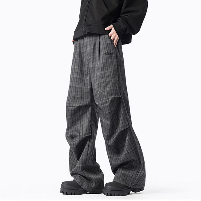 와이드 파라슈트 체크 캐주얼 팬츠 MP2696