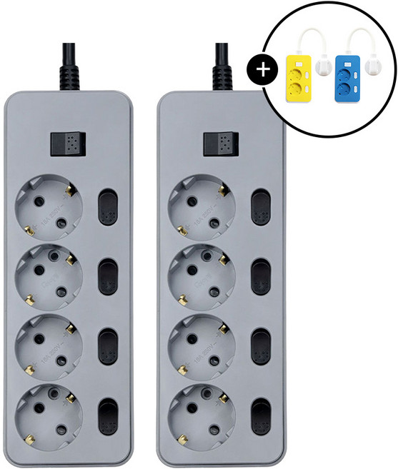 아이정 더좋은 멀티탭 개별 스위치 과부하차단 4구 추천 집들이선물 이사준비물 새집준비물, 1개, 그레이, 3m