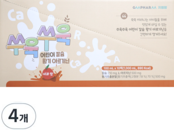 지엠팜 쑤욱쑤욱 어린이 칼슘 황기 아르기닌, 100ml, 40개, 사과맛