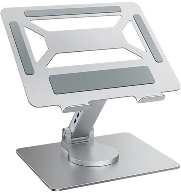 멀티허브 360도 회전형 높이조절 접이식 일체형 노트북 거치대 4in1, 그레이