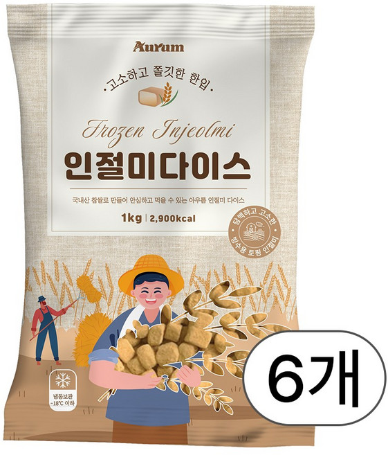 아우름 빙수용 인절미 다이스 1kg, 6개