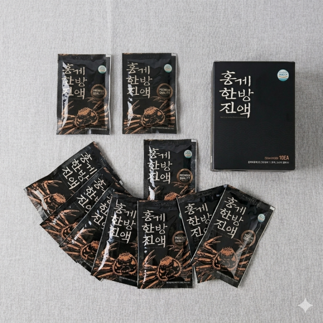 [국내최초] 홍게 한방 진액 파우치형(국내산 갑각류 추출액 간편 보양 음료), 10개, 80ml