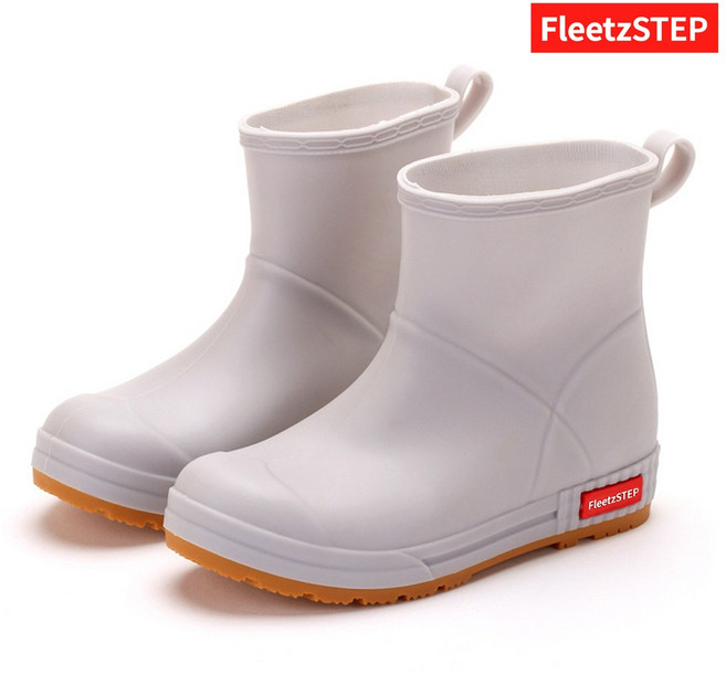플릿츠스텝 여성 숏 레인부츠 장마 신발 통굽 가벼운 장화 논슬립 기능 레인슈즈