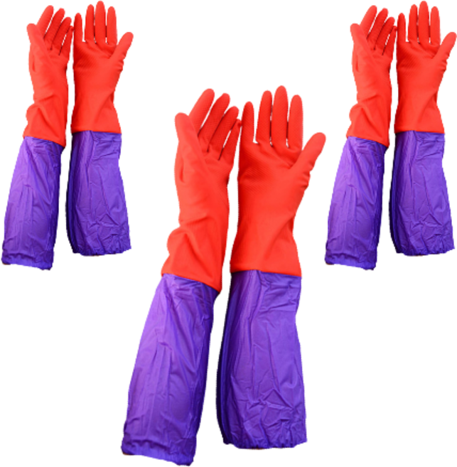 파르떼 롱밴드 기모 고무장갑 세트 겨울용 방한 설거지, 랜덤 발송, 12.5 x 49 cm, 3개