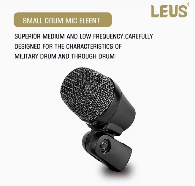 호환 LEUS CO2 7피스 품질의 유선 다이나믹 드럼 마이크 킥 베이스 악기 톰/스네어 및 심벌즈 세트(박스 사, 03 1mic-904