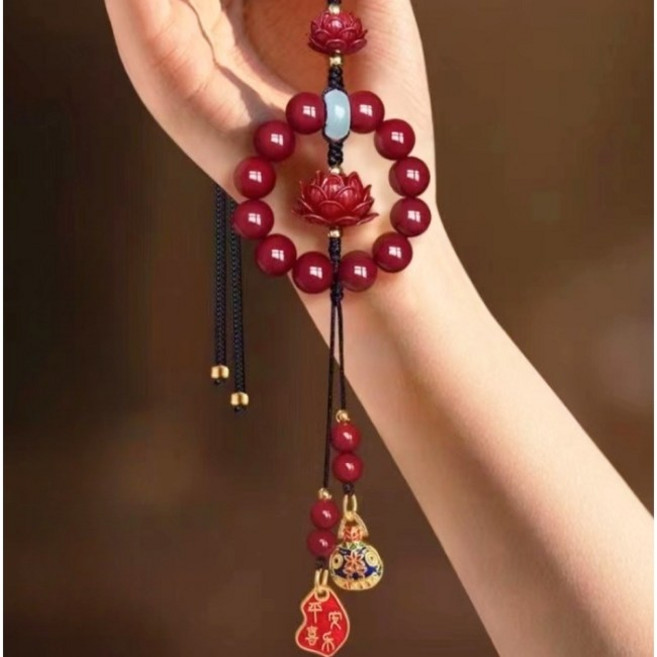 연꽃 경면주사 차량걸이 장식품