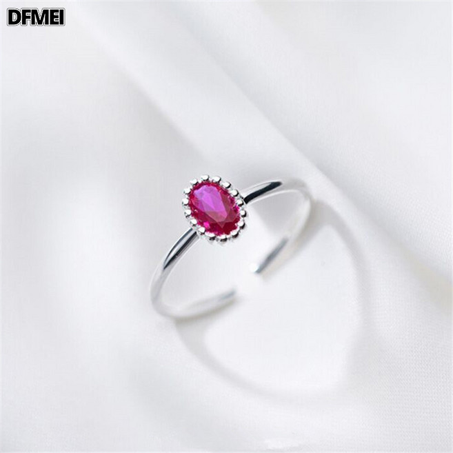 DFMEI 미니멀 심플 삼색 드릴 기하학 타원 큐빅 검지 반지 오픈 링 조절 가능