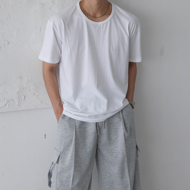 베이직바이블 유넥 오버핏 무지 반팔 티셔츠(3color)