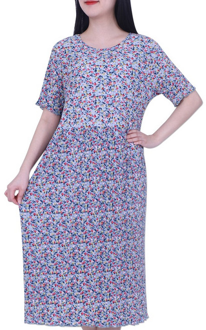 꽃중년 플리츠 원피스 냉장고 중년 여성 꽃무늬