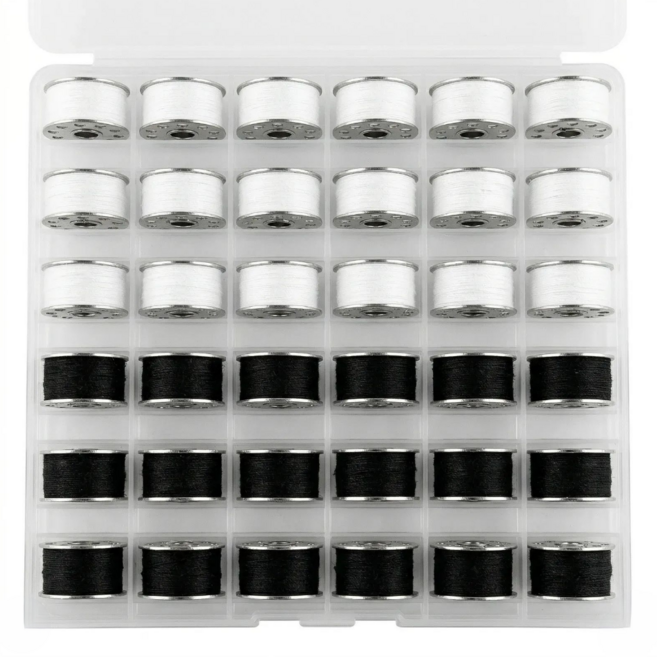 미싱공장소 가정용 미싱 보빈 밑실 세트, 화이트+블랙, 36개