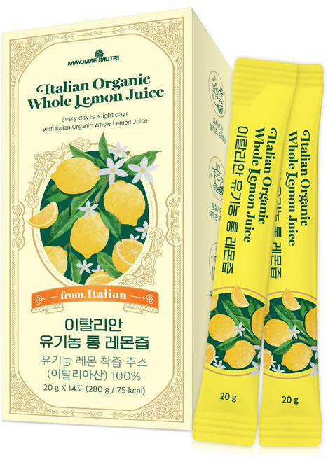 메이준뉴트리 이탈리아 100% 유기농 NFC 레몬즙 레몬수 원액, 280g, 1개