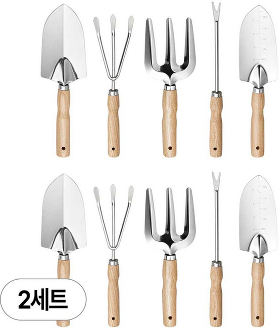 아띠꼴로 원예장인 미니 모종삽 삼지창 잡초제거기 갈퀴 5종1세트, 2세트