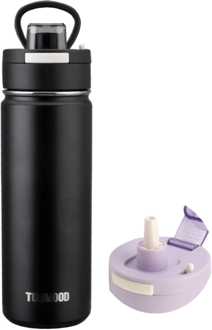 텀무드 텀블러 보온병 보냉 빨대 스텐, 1개, 600ml, 블랙