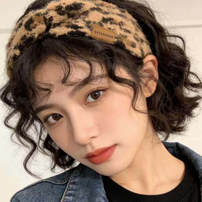 호피 레어파트 반다나 헤어밴드 와이드 머리띠