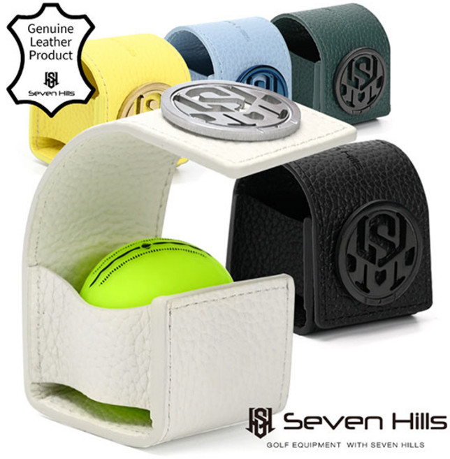 세븐힐스 모르비도 이태리 가죽 1구 볼파우치 + 볼마커 골프공볼파우치, 스카이, 1개