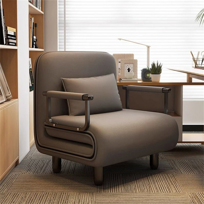 折疊沙發床椅 展開可睡190cm 簡約兩用設計, 80cm 深灰色-送1抱枕