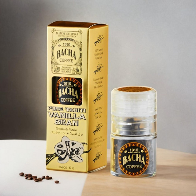 싱가포르 바샤 커피 퓨어 타히티 바로 갈아쓰는 바닐라 빈 과 그라인더 12g, 1개