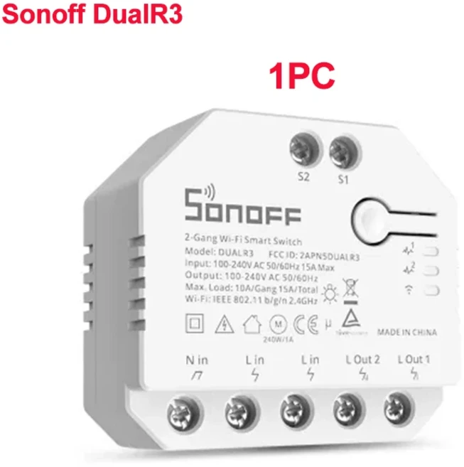 SONOFF 듀얼 R3 2 갱 와이파이 스마트 스위치 릴레이 모듈 파워 미터링 롤러 셔터 ewelink 통한 제어, 07 Sonoff Dual r3 1PC, 01 China Mainland