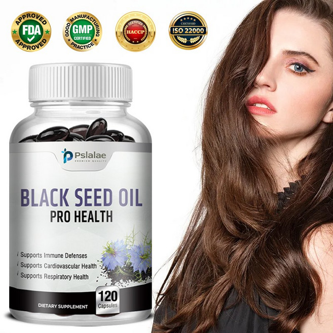 블랙 시드 오일 500mg - 100% 순수 냉압착 니겔라 사티바 블랙 커민 씨 오일, 2개, 60정