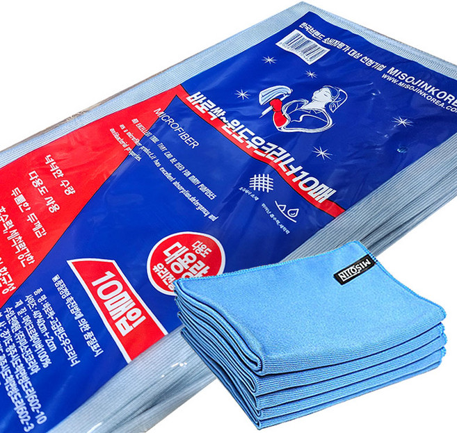 미소진 바로싹 윈도우크리너 40*40 10매, 블루, 1세트