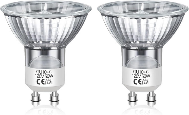 Blakapoo GU10 할로겐 전구 캔들 워머 램프용 120V 50W 디밍 가능 2700K 웜 화이트 트랙 조명용 유리 커버가 있는 MR16 레인지 후드 조명 2팩, 50.0 Watts