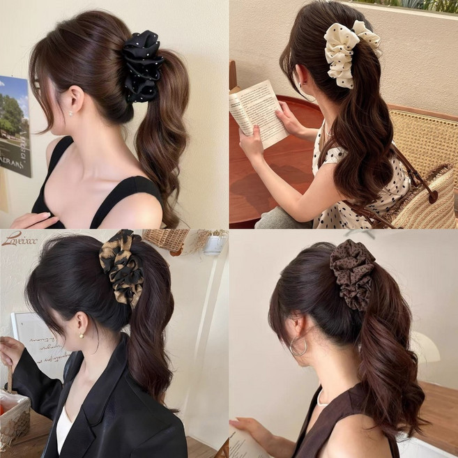 ZMBIRD 4종세트 호피무늬 도트 짱짱한 대형 집게핀 바나나핀 H1492