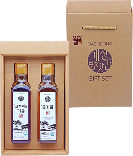 개성방앗간 들기름+고추씨기름 2입 선물세트, 2개, 180ml