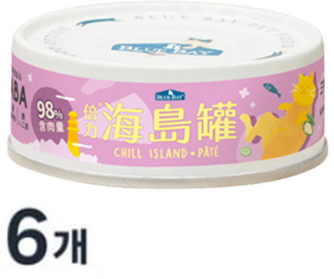 블루베이 고양이 칠 아일랜드 파테 닭 앤 오리 습식사료, 80g, 6개, 농어