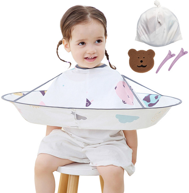 베라스 유아 어린이 커트보 미용 가운 헤어 셀프커트, 혼합색상, 1개