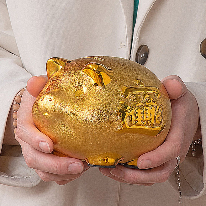 나성픽 돼지 저금통, 1개, 골드