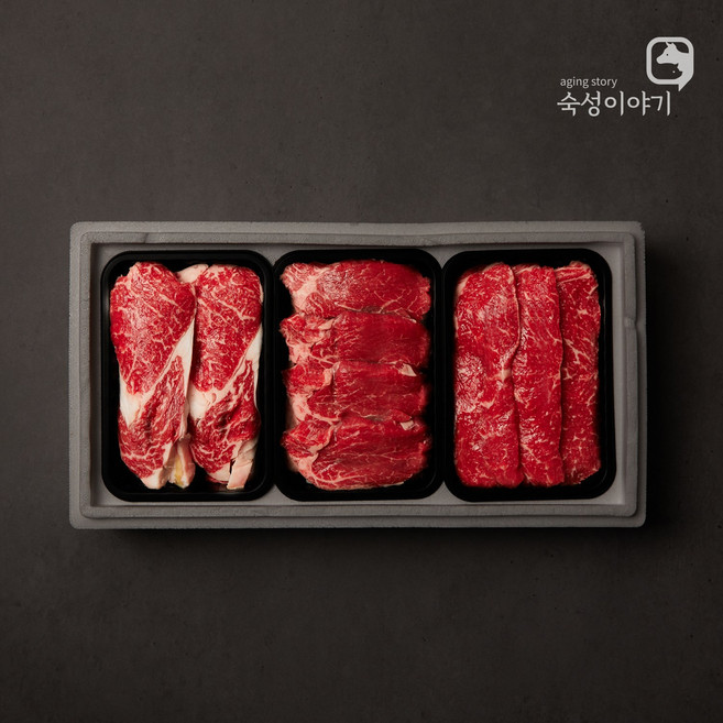 숙성이야기 스테이크2호 국내산 소고기 선물세트 1.8kg 등심 안심 채끝 스테이크용 구이용, 1개