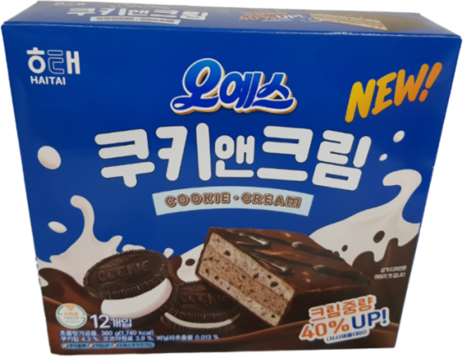 오예스 쿠키앤크림, 360g, 15개