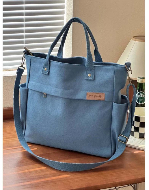 데일리 가벼운 노트북 컴퓨터가방 심플 대용량 캔버스 토트백 남녀공용 서류가방 CJJ