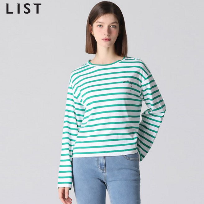 [리스트(LIST)] 메종 백 레터링 스트라이프 티셔츠 (택가격 118000원)