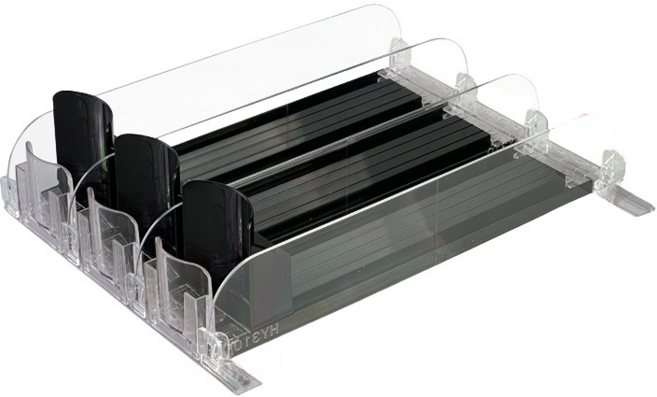 준성유통 냉장고 캔음료 트레이 정리함 3열31cm 5열38cm 맥주 음료수 자동정렬 디스펜서 다용도 다규격 호환, 1개, 블랙