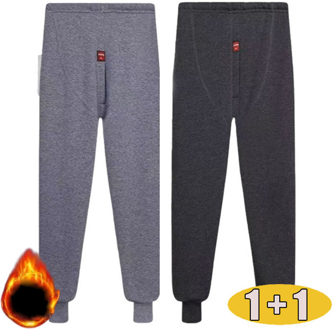 1+1 남성 기모 양털 내복 바지 도툼 후리스 방한바지 겨울 융털 발열 레깅스 타이즈