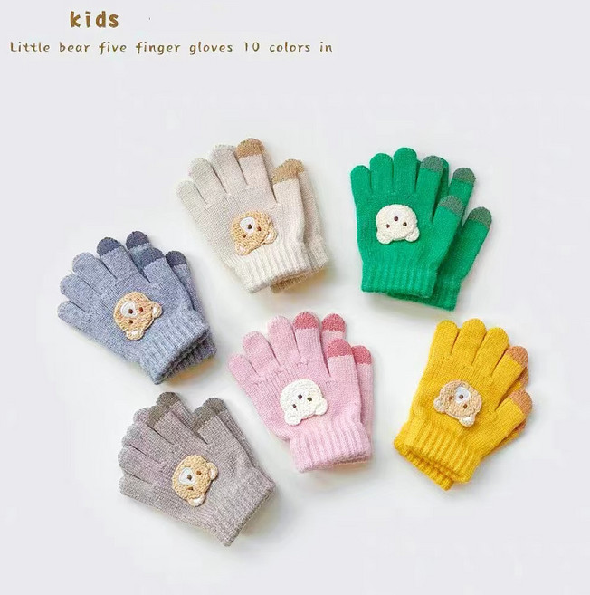 블랙체리 아동용 곰돌이 니트 장갑