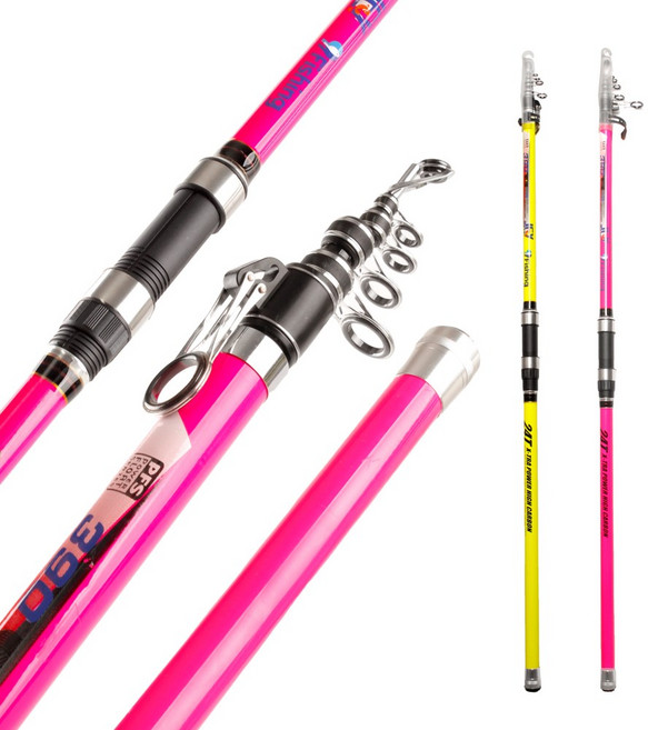 고탄성 원투 낚시대 바다 민물 갯바위 방파제 초원투대 초보 입문용 낚시, 핑크
