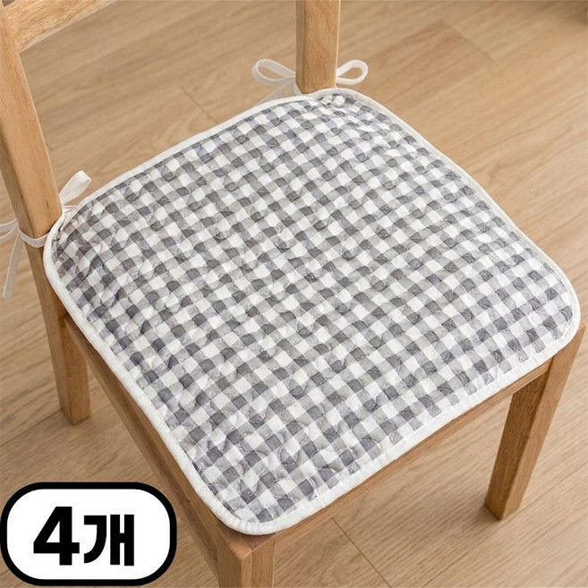 어노에즈 사계절 끈 달린 식탁 의자 방석 4p