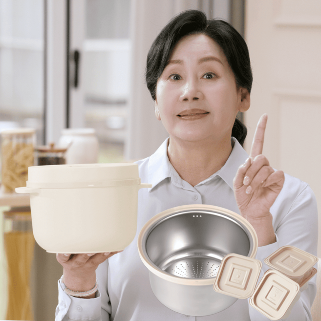 홍여진 하이로 스텐 저당밥솥 전자레인용 국내생산 밥통, 1개, 기본형(298)